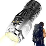 Mini Portable Outdoor LED Flashlight – High Lumens Three-Eyed USB Rechargeable Torch for Camping, Hiking & Emergency