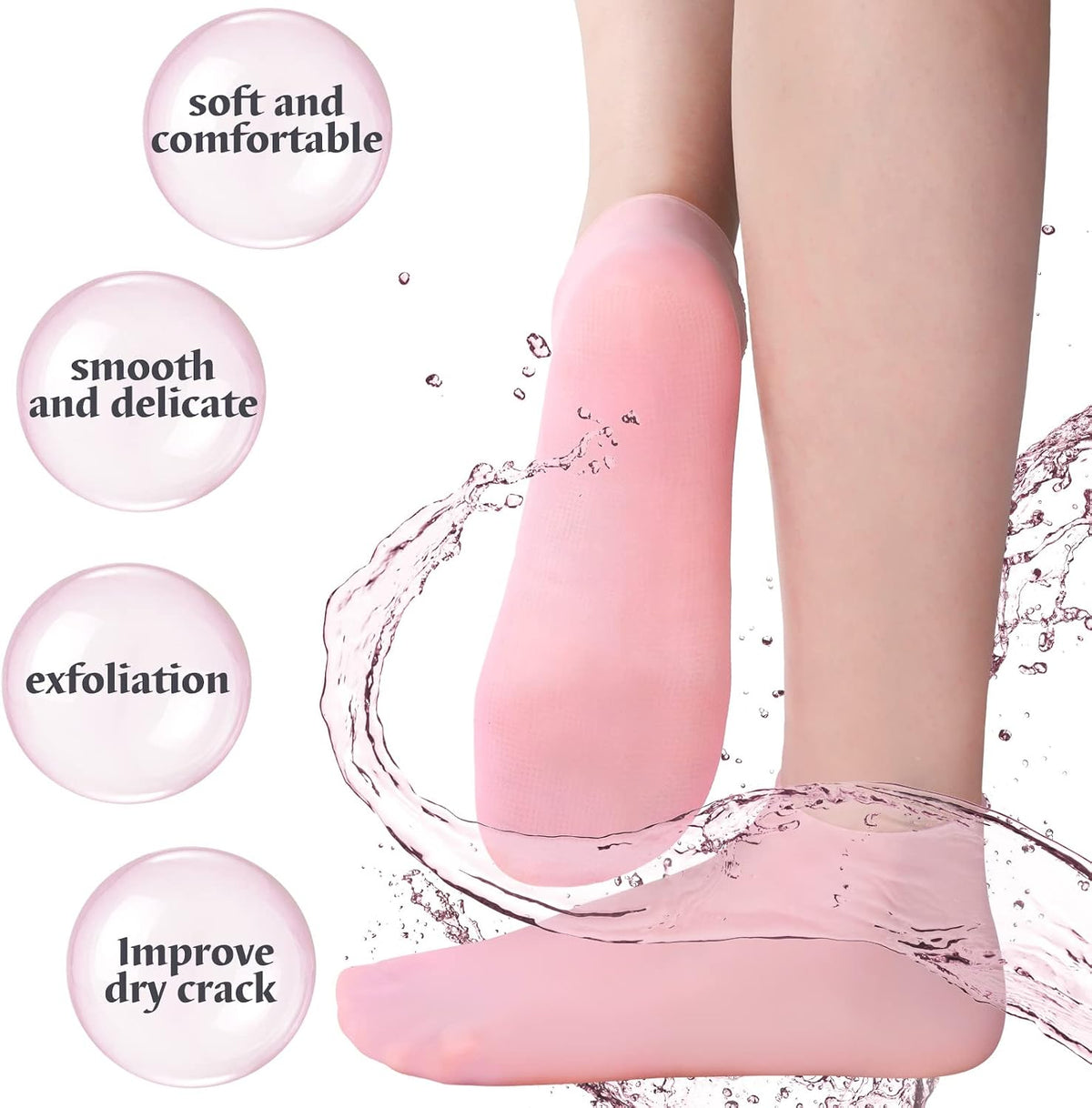 Silicone Moisturizing Foot Socks for Women – Soft Gel Heel Socks for Dry, Cracked Feet & Heel Care