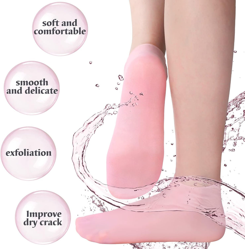 Silicone Moisturizing Foot Socks for Women – Soft Gel Heel Socks for Dry, Cracked Feet & Heel Care