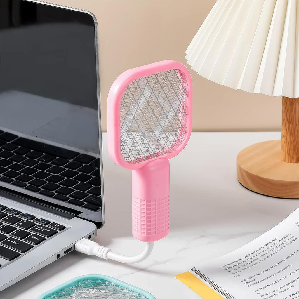 USB Rechargeable Mosquito Swatter Trap – Portable Electric Insect Racket with Mosquito Killer Light (Box Packing)