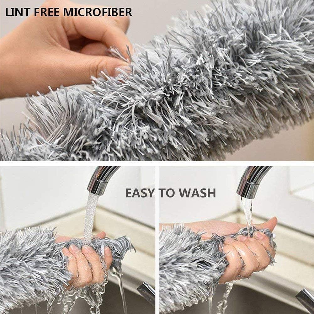 Foldable Cleaning Grey Duster – Extendable Microfiber Dust Cleaner for Ceiling Fan, Furniture, Blinds & Home Cleaning
