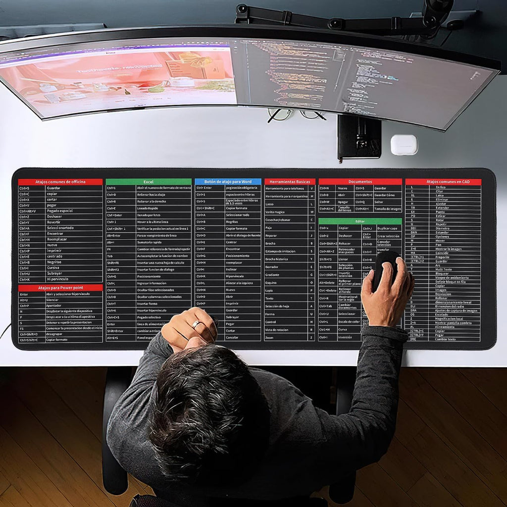 Shortcut Mouse Pad – Keyboard Shortcut Desk Mat for Windows, Office, Study & Gaming
