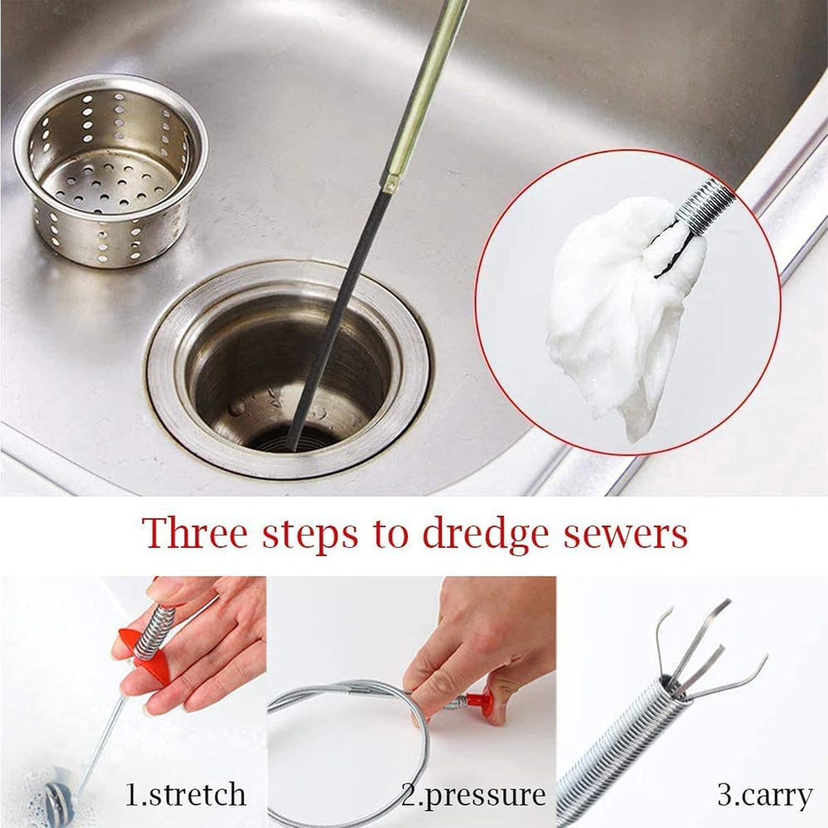 Sink Wire Drain Catcher – Stainless Steel Kitchen Sink Strainer for Hair & Food Waste Filter