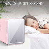 4L Vanity Mirror LED Portable Mini Fridge – Makeup & Skincare Refrigerator with LED Mirror for Bedroom, Office & Car