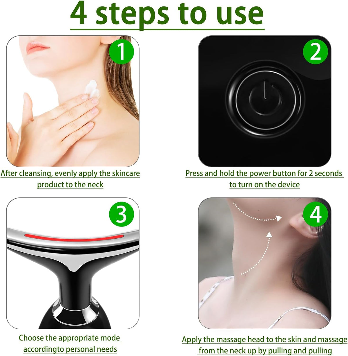 Digital Face & Neck Massager – 7 Color LED Light Therapy Skin Care Device for Facial Lifting & Neck Care