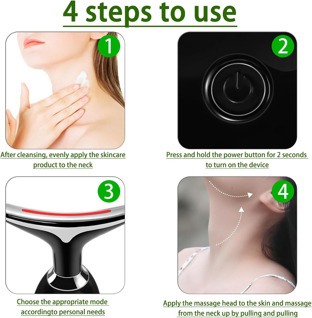Digital Face & Neck Massager – 7 Color LED Light Therapy Skin Care Device for Facial Lifting & Neck Care