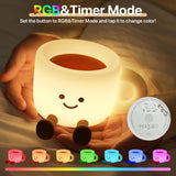 Coffee Cup Night Light – Silicone Dimmable Nursery Lamp for Baby & Kids