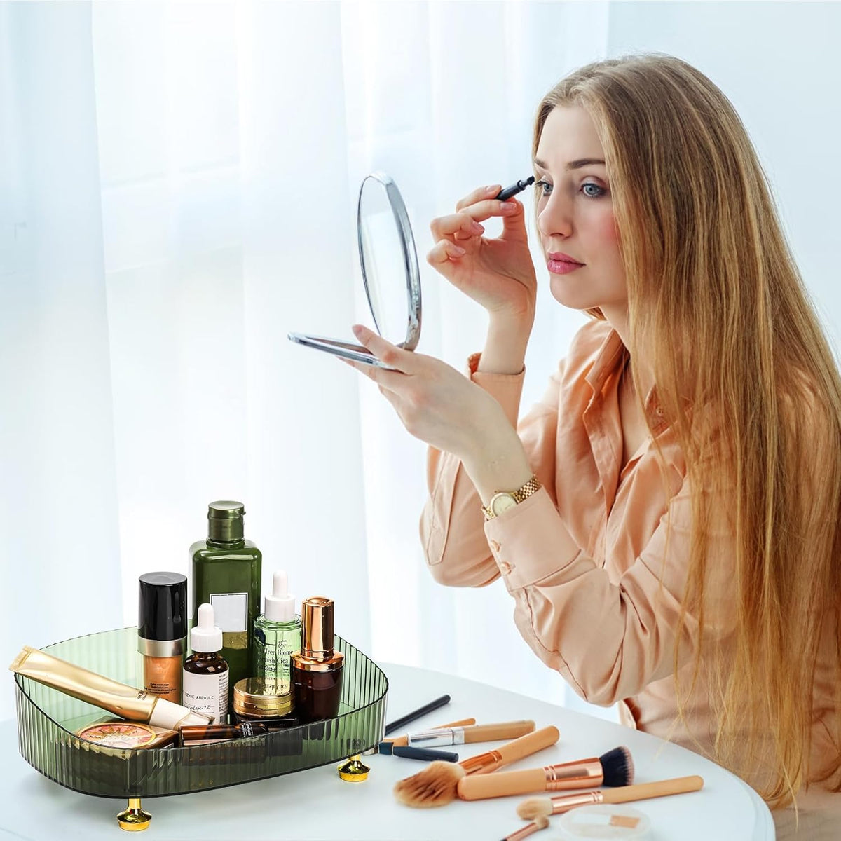 Acrylic Makeup Organizer Tray – Clear Cosmetic Storage Holder for Skincare, Perfume & Vanity Counter