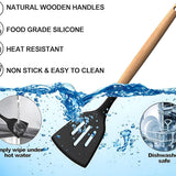 12 PCS Silicone Kitchen Utensil Set – Non-Stick Cooking Spoon Set with Wooden Handles & Utensil Holder