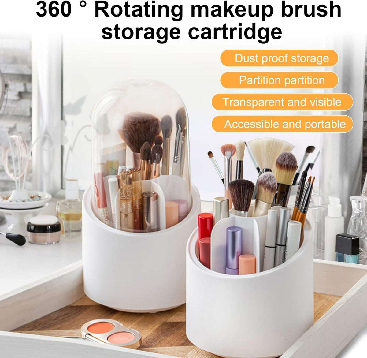 Covered Rotating Toothbrush Holder – 360° Dustproof Bathroom Organizer with Storage Compartments