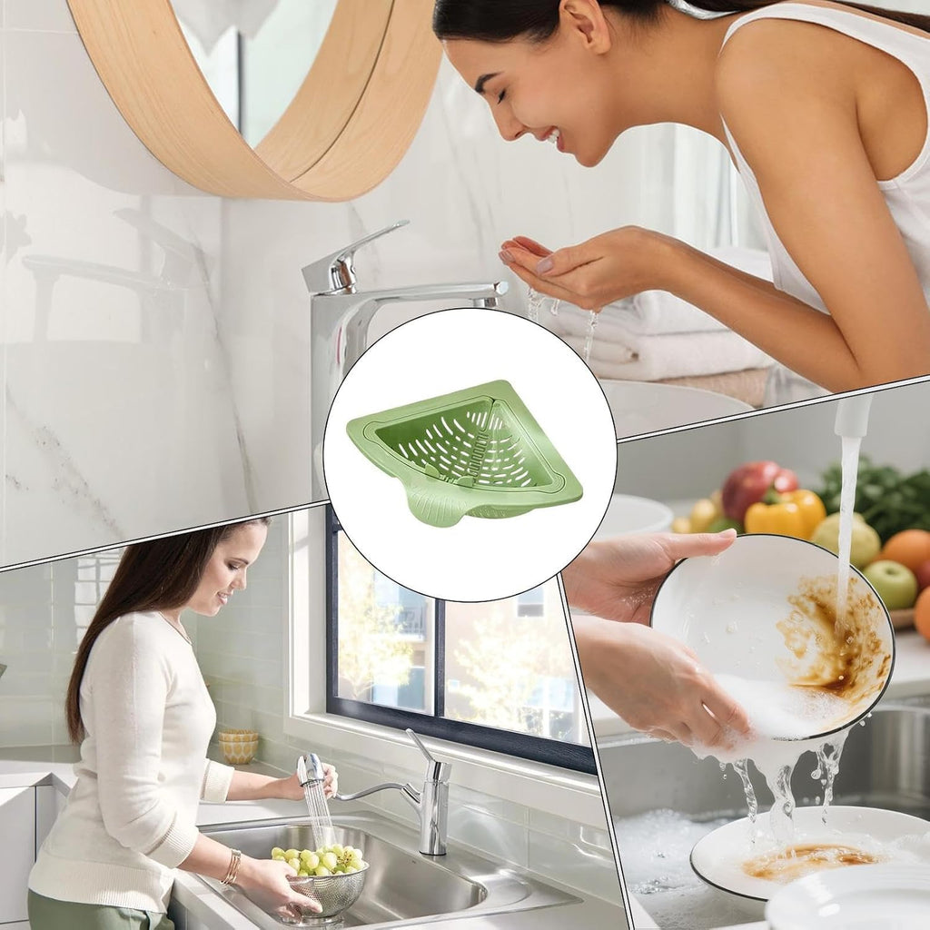 Magnetic Corner Sink Drain Basket – Kitchen Sink Strainer Basket for Food Scraps, Sponge & Sink Organization