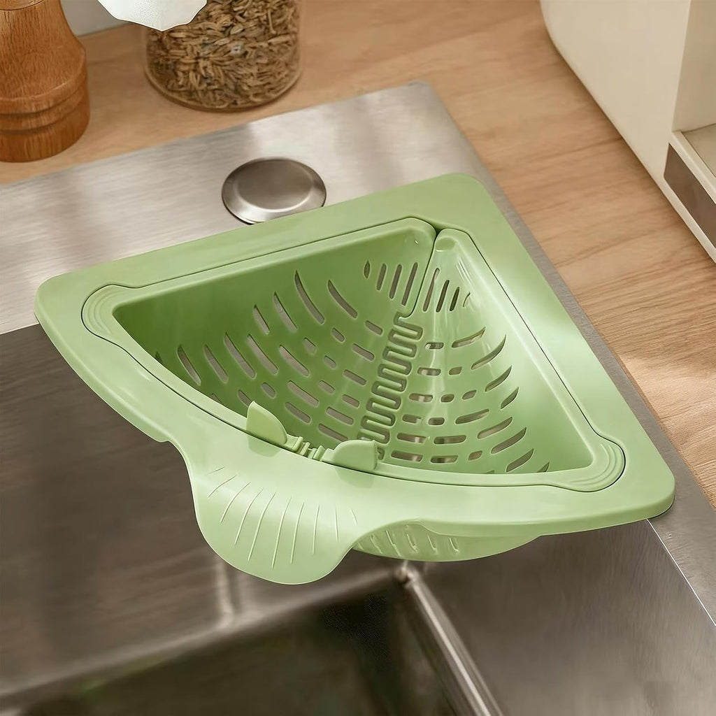Magnetic Corner Sink Drain Basket – Kitchen Sink Strainer Basket for Food Scraps, Sponge & Sink Organization