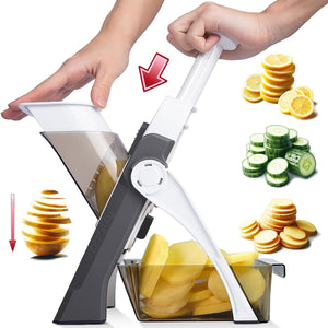 Adjustable Mandoline Slicer – Multi-Function Vegetable & Fruit Cutter with Adjustable Thickness, Julienne & Slicing Blades