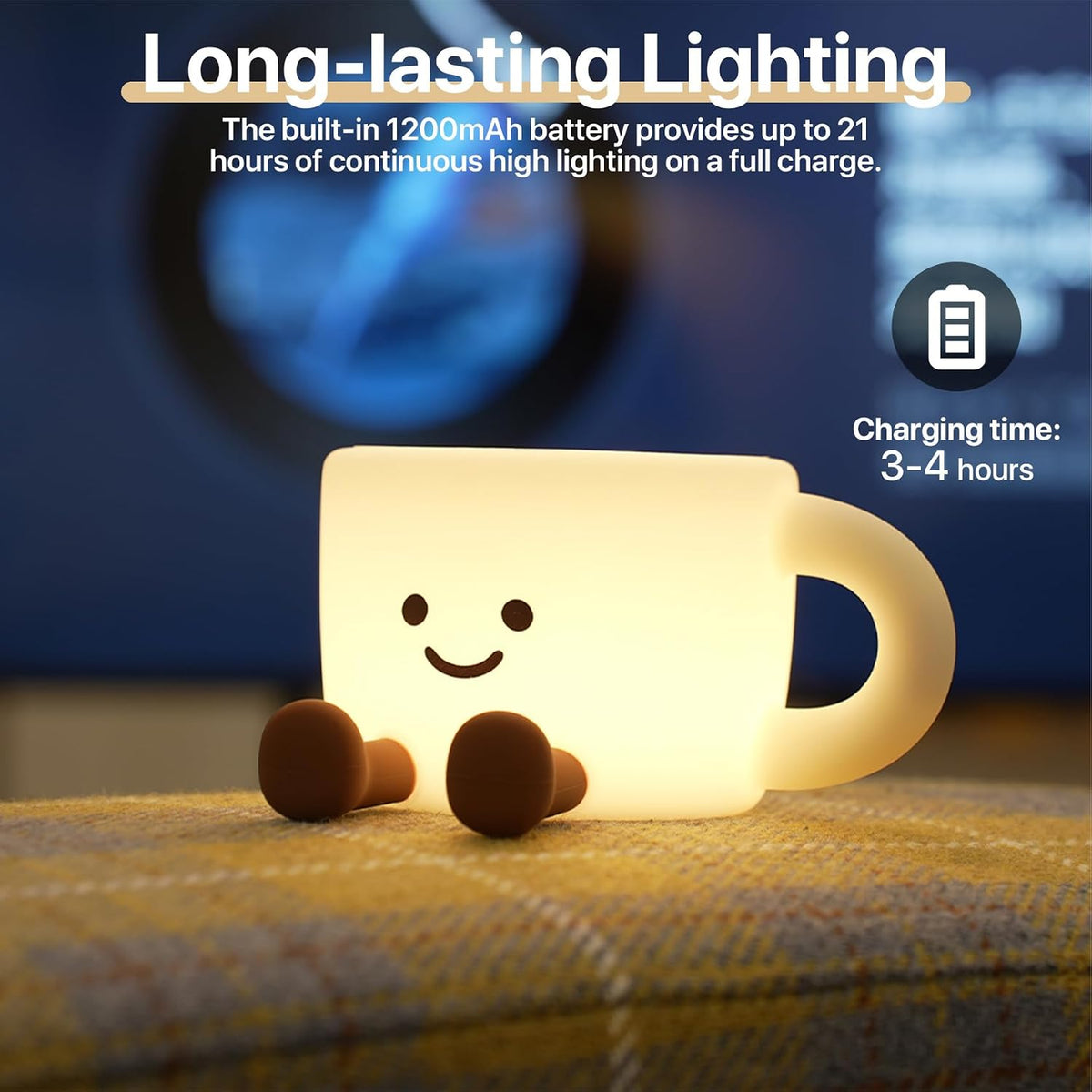Coffee Cup Night Light – Silicone Dimmable Nursery Lamp for Baby & Kids