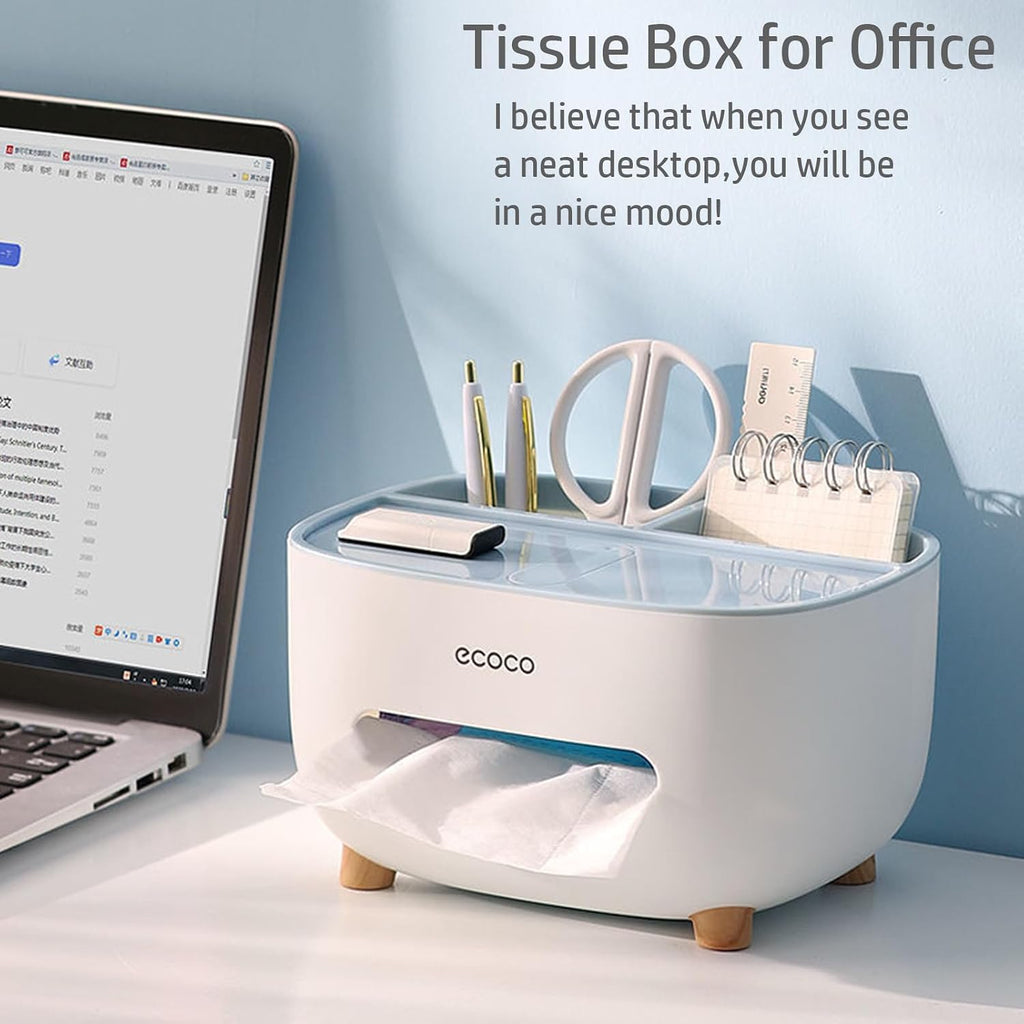Ecoco Tissue Box – Stylish Desktop Tissue Holder & Organizer for Bathroom, Bedroom, Kitchen & Office