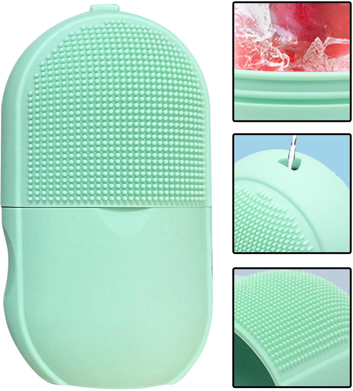 2-in-1 Silicone Ice Roller & Face Scrubber – Reusable Facial Massage, Cooling Ice Mold & Deep Cleansing Brush