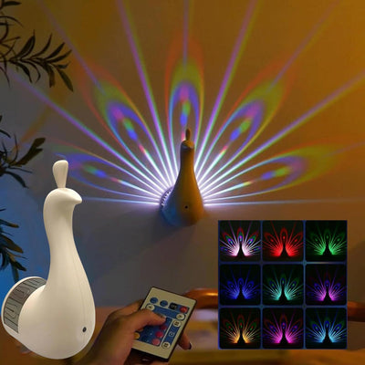 Rechargeable Peacock Projection Lamp – USB LED Sunset Projector Mood Light with Multi-Color Ambient Lighting