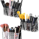 Acrylic 3-Part Diamond Cut Organizer – Multipurpose Makeup, Cosmetic & Desk Storage Holder