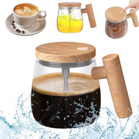 Self Stirring Mug 400ml – Automatic Mixing Borosilicate Glass Coffee Cup with One-Touch Stirring