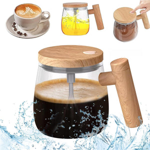 Self Stirring Mug 400ml – Automatic Mixing Borosilicate Glass Coffee Cup with One-Touch Stirring