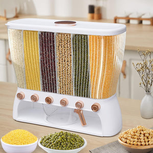 6 Portion 10KG Cereal Dispenser – Large Capacity Dry Food Storage Container with Portion Control