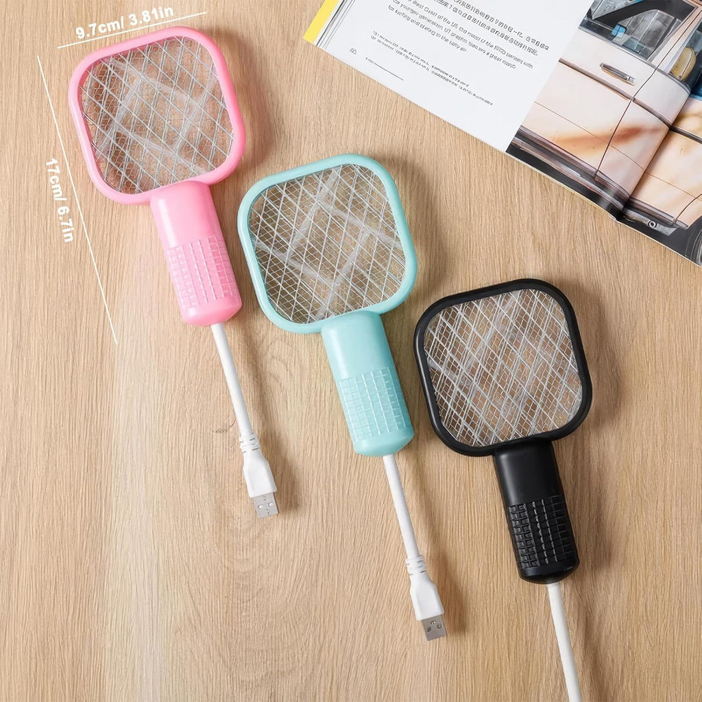 USB Rechargeable Mosquito Swatter Trap – Portable Electric Insect Racket with Mosquito Killer Light (Box Packing)