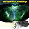 Mini Portable Outdoor LED Flashlight – High Lumens Three-Eyed USB Rechargeable Torch for Camping, Hiking & Emergency