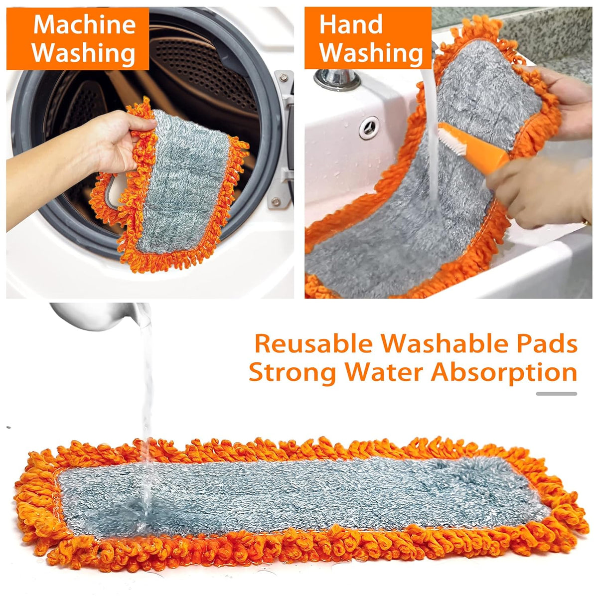 Microfiber Flat Mop – 360° Rotating Floor Cleaning Mop with Reusable Microfiber Pads for Wet & Dry Cleaning