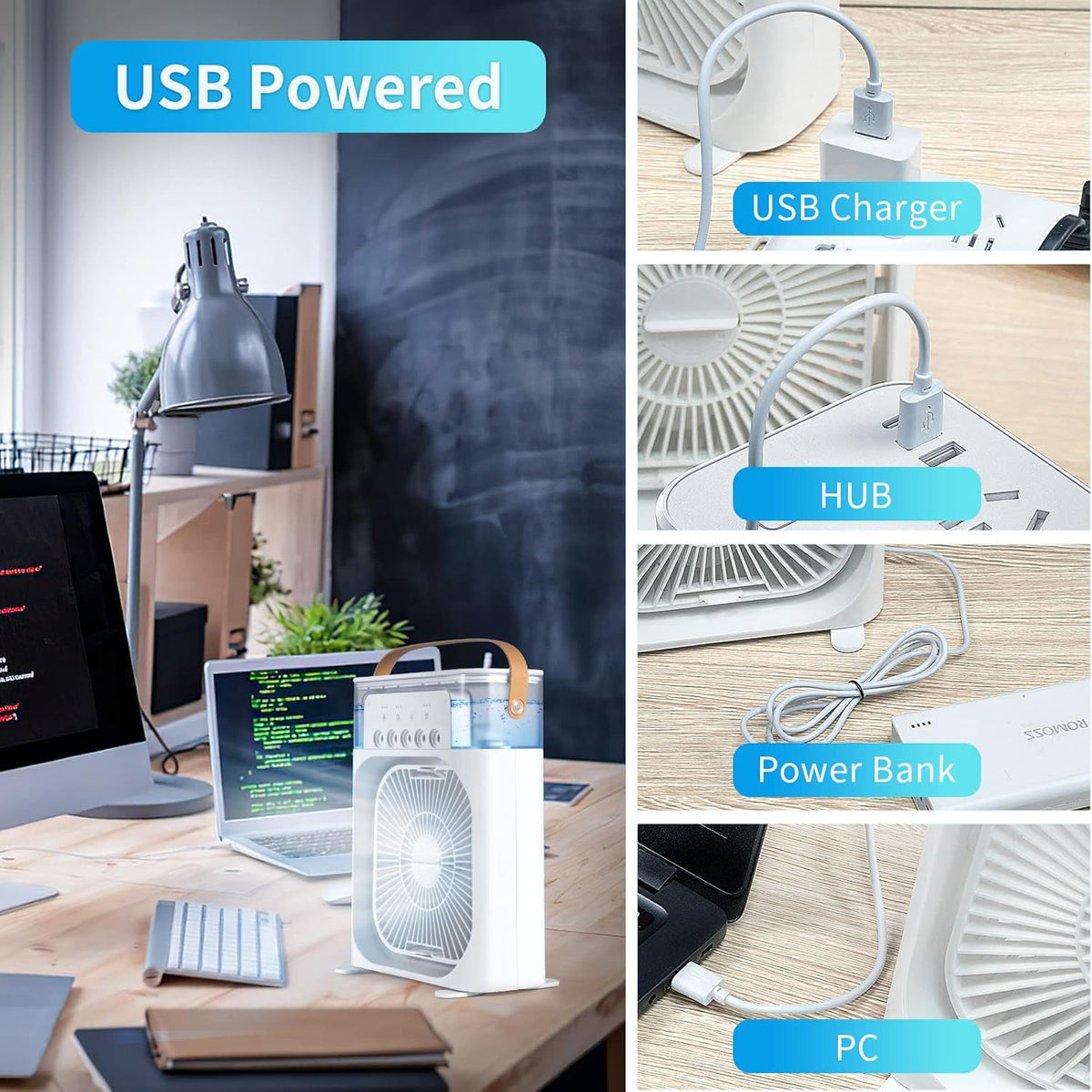 Humidifier Mist Fan – 10 Inch Jumbo Plug & Play Portable Cooling Fan with Mist Spray