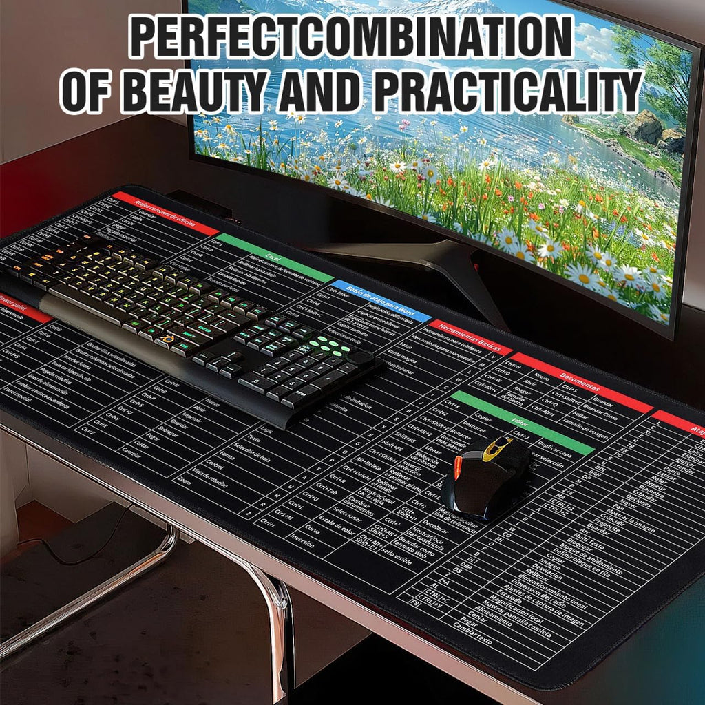 Shortcut Mouse Pad – Keyboard Shortcut Desk Mat for Windows, Office, Study & Gaming