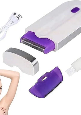 Rechargeable Hair Shaver Purple White ABS Women's Sensitive Skin