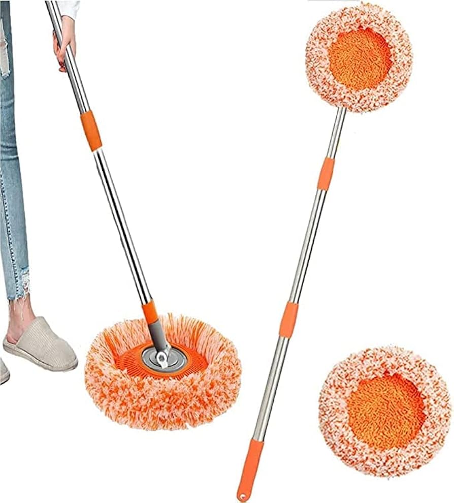 Sunflower Spin Mop with Adjustable Handle – 360° Microfiber Floor Cleaning Mop