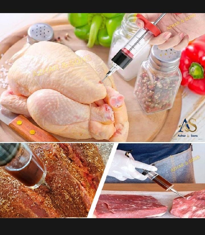 Stainless Steel BBQ Meat Marinade Injector Needle – Flavor Seasoning Syringe for Turkey, Chicken, Beef & Grilling