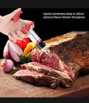 Stainless Steel BBQ Meat Marinade Injector Needle – Flavor Seasoning Syringe for Turkey, Chicken, Beef & Grilling