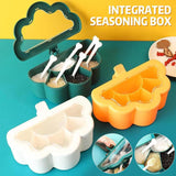 6 Portion Masala Seasoning Box with 6 Spoons – Spice Storage Container Organizer for Kitchen