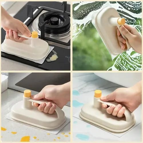 Kitchen Cleaning Magic Brush with Replaceable Disposable Cleaning Cloth – Multipurpose Scrubbing Brush for Dishes, Sink & Kitchen Surfaces