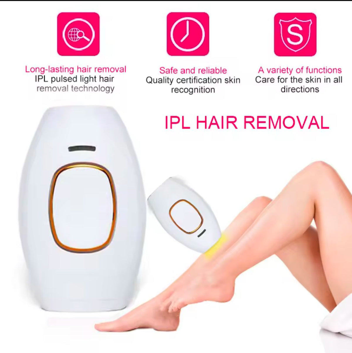 IPL Hair Removal Handheld Device Kit – At-Home IPL Hair Reduction Device for Face, Body, Underarms & Bikini