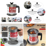 Kitchen Oil Filter Pot 1.4L – Stainless Steel Oil Strainer Container with Fine Mesh Filter for Cooking Oil Storage