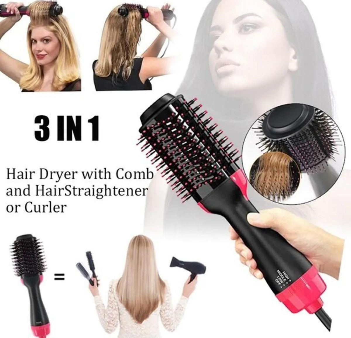 Hair Dryer Hot Air Brush Styler & Volumizer – 4-in-1 One Step Hair Straightener, Curler, Blow Dryer & Styling Comb