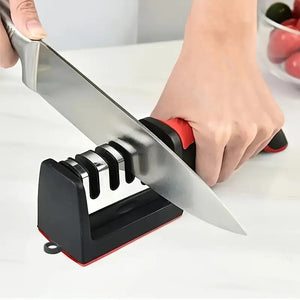 Professional Knife Sharpener – 3 Stage Tungsten Steel, Diamond & Ceramic Kitchen Knife Sharpening Tool