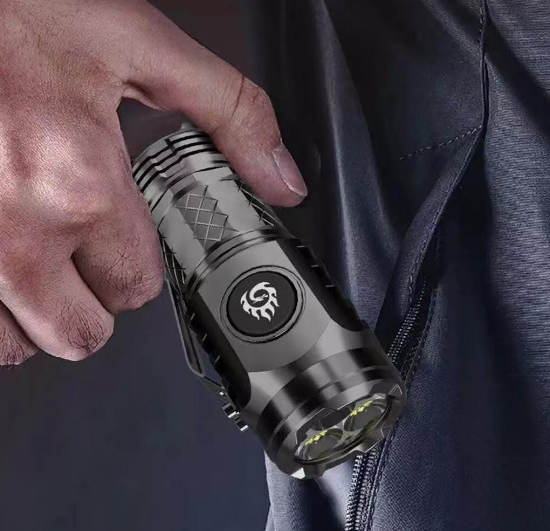 Mini Portable Outdoor LED Flashlight – High Lumens Three-Eyed USB Rechargeable Torch for Camping, Hiking & Emergency