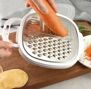 4-in-1 Multi Grater with Storage Case & Plastic Cover – Stainless Steel Vegetable, Cheese & Fruit Grater
