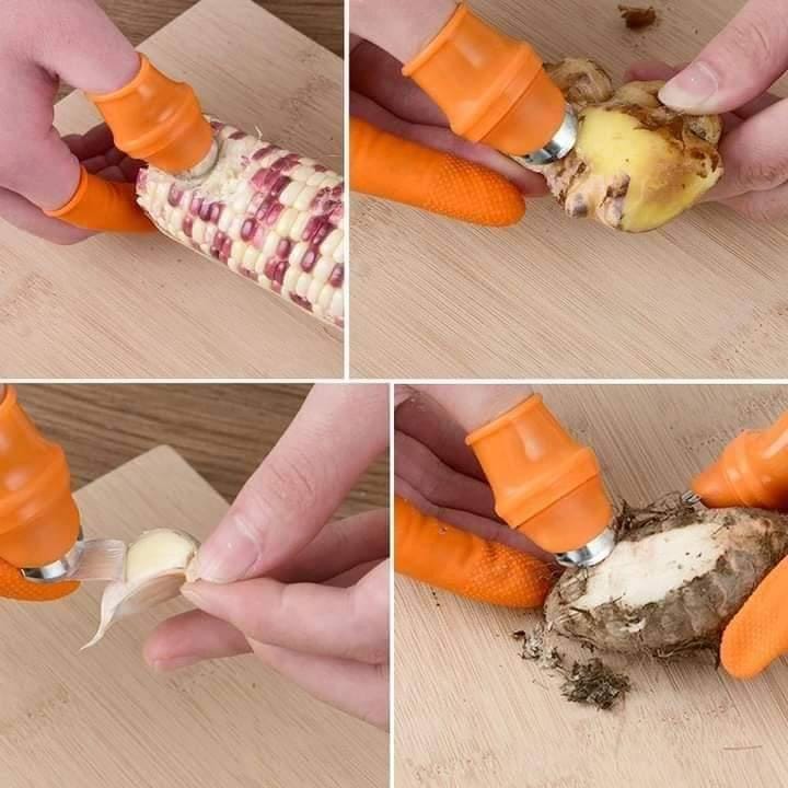 Orange Silicone Thumb Cutter – Finger Knife for Vegetable Harvesting, Fruit Picking & Gardening