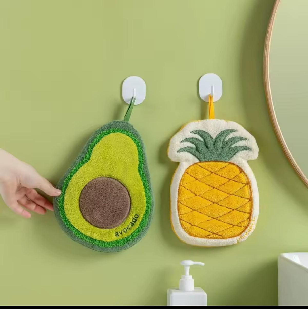 Cute Fruit Absorbent Kitchen Fleece Hanging Towel – Soft Quick-Dry Hand & Dish Towel with Hanging Loop