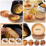 Non-Stick Air Fryer Paper Liners – Disposable Oil-Proof Baking Parchment for Air Fryers, Ovens & Steamers