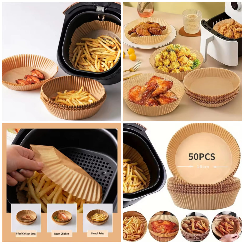 Non-Stick Air Fryer Paper Liners – Disposable Oil-Proof Baking Parchment for Air Fryers, Ovens & Steamers