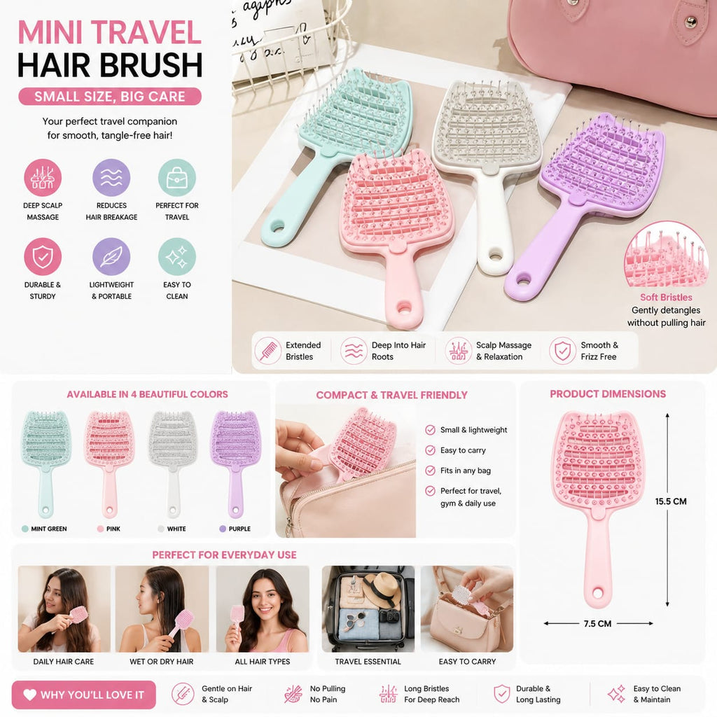 Fluffy Detangling Hair Brush – Anti-Tangle Scalp Massage Hair Brush for Wet & Dry Hair