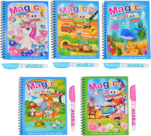 Magic Water Coloring Book with Magic Water Pen – Reusable Painting, Drawing & Doodle Activity Book for Kids