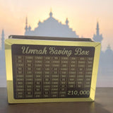 Wooden Umrah Saving Box – 280 Days Savings Plan | Islamic Halal Money Saving Box for Hajj & Umrah (Non-Assemble)