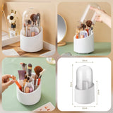 Covered Rotating Toothbrush Holder – 360° Dustproof Bathroom Organizer with Storage Compartments